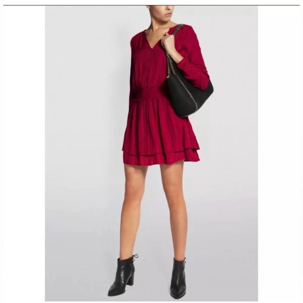 RAILS Jasmine Messina
Stripe Metallic LS Smocked
Waist Red Dress size XS - Picture 3 of 13